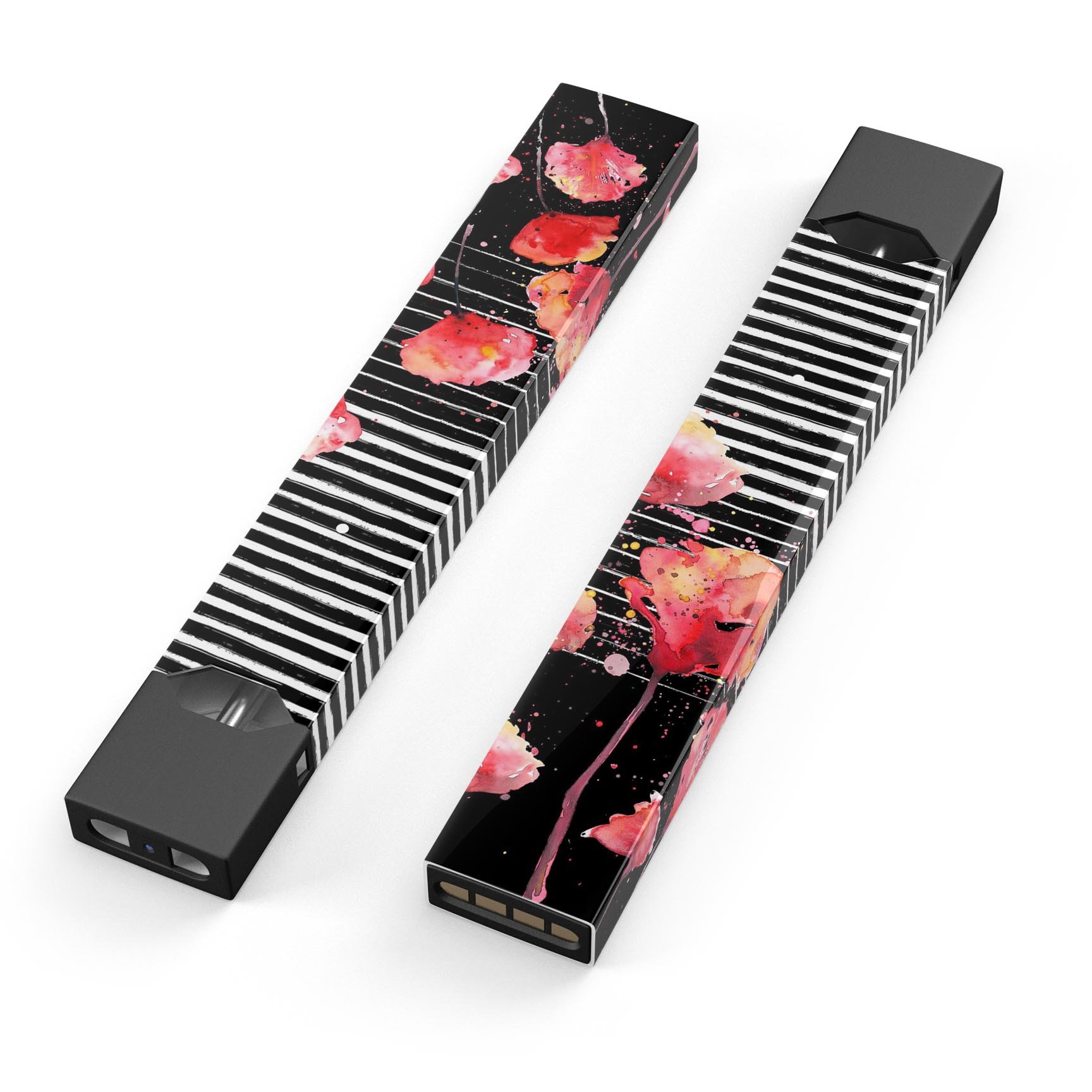 Karamfila Watercolo Poppies V7 skin-wrap for JUUL device, featuring vibrant poppy design and protective layers.